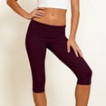 thumbnail image 5 of Women's Fold Over Capri Leggings, Sexy Low Rise Stretch Athletic Cropped Pants Lounge Yoga Bottoms, 5 of 6