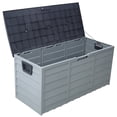 thumbnail image 4 of All Weather UV Pool Deck Box Storage Shed Bin Backyard Patio Outdoor w/ Wheel,75 Gallon Resin Deck Box-Organization and Storage for Patio Furniture Outdoor Cushions,Garden Tools and Pool Toys, 4 of 15