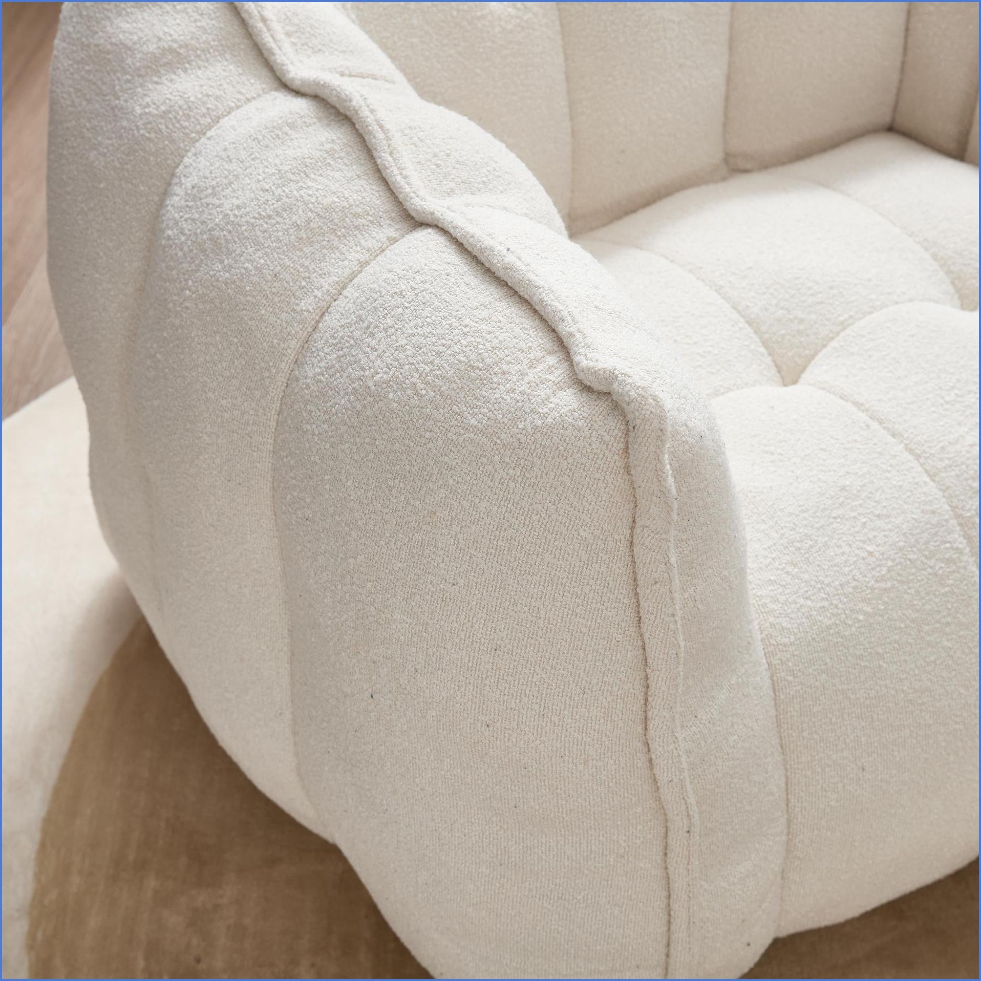 Comfortable Adult Bean Bag Chair with Footstool - Lazy Sofa for Gaming, Reading, TV | Chenille | Square