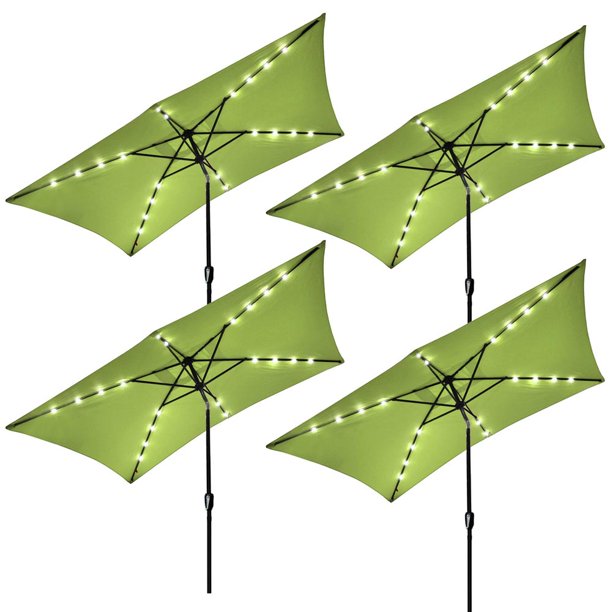 Yescom 10 X6 5 Rectangle Aluminum Solar Outdoor Crank Tilt Patio Umbrella For Yard Poolside Garden Market Pack Of 4 Walmart Com Walmart Com