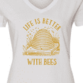 thumbnail image 4 of Inktastic Life's Better with Bees Women's V-Neck T-Shirt, 4 of 5