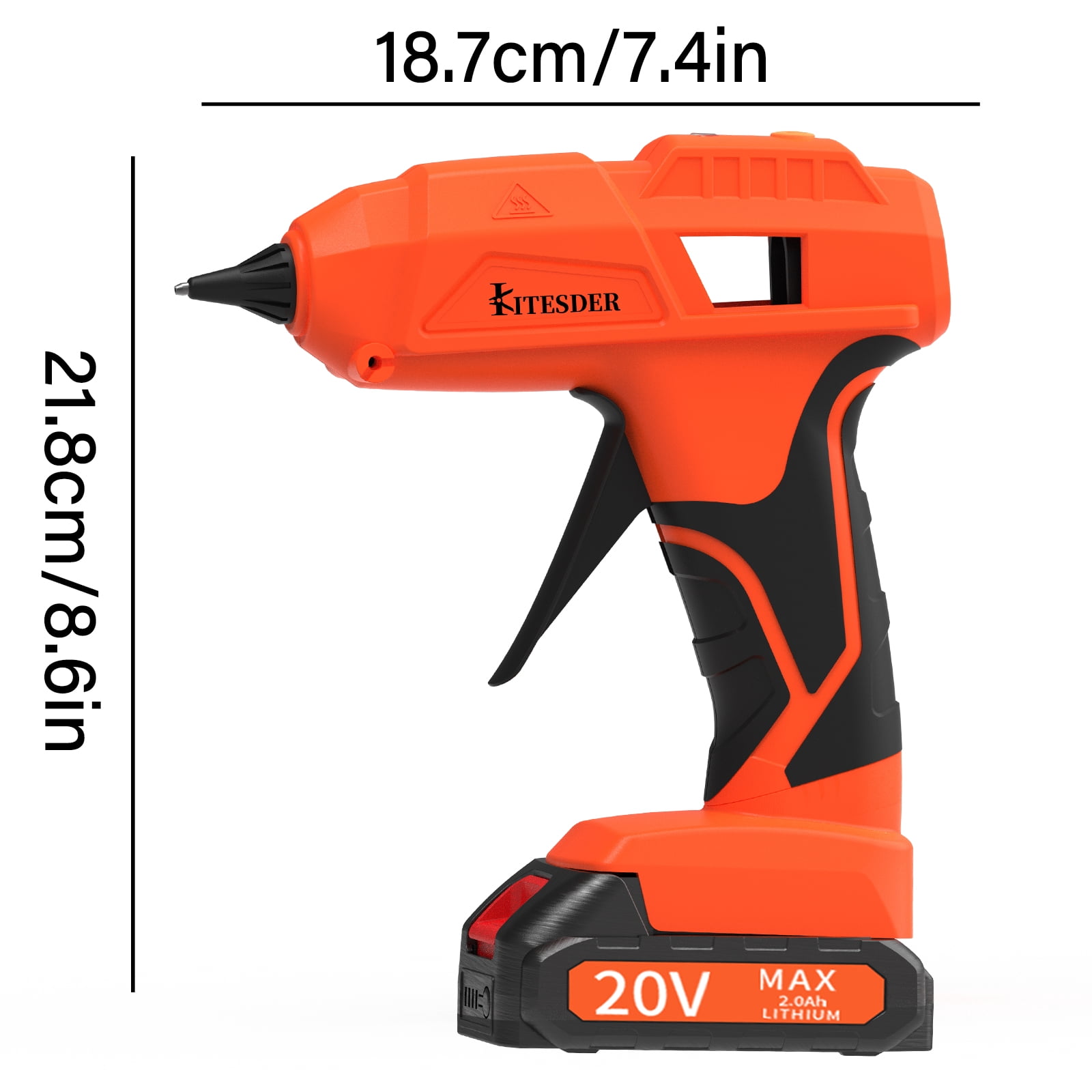 KITESDER 20V Cordless Hot Glue Gun with Fine Tips for Detailed Crafting and DIY Projects,Includes 2.0 Ah Battery & Charger and 30 Pcs Glue Sticks.