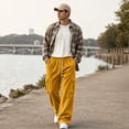 thumbnail image 5 of Baggy Sweatpants Men Wide Leg Joggers with Pockets 2 in 1 Design Corduroy 4 Deep Pockets Drawstring Waist Y2K Loungewear Gym Workout, 5 of 7