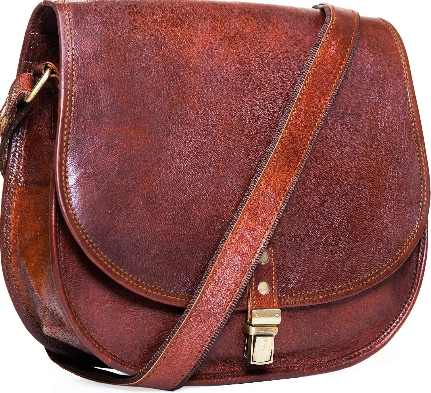 Bags & Purses Handbags Shoulder Bags LADIES Hand Bag LEATHER satchel shoulder crossbody BROWN 