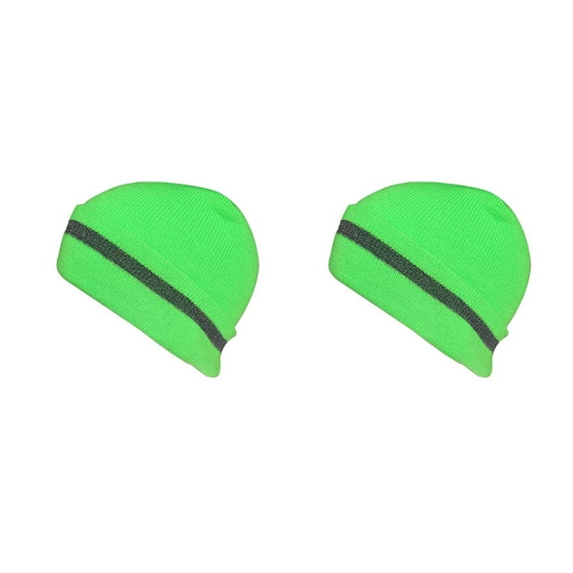 crativent Skull Caps for Men Reflective Liner Winter Beanie Thermal Multifunction Windproof Coldness for Protection Cycling Skiing Neon Green 2Set