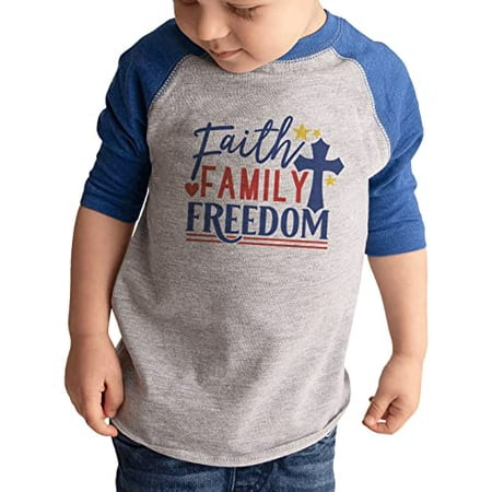 

7 ate 9 Apparel Kids Patriotic 4th of July Shirt - Faith Family Freedom Blue Shirt 18 Months