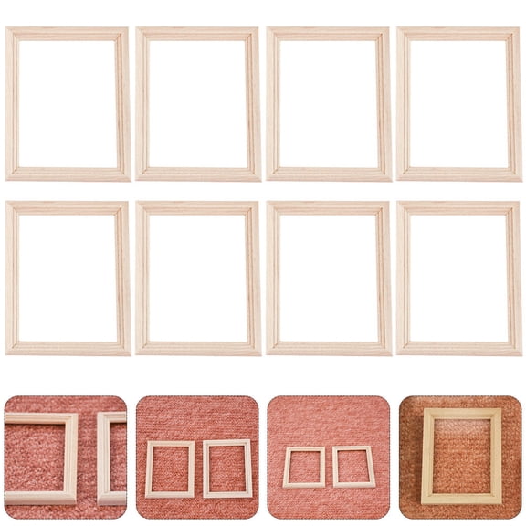 Mobestech 12pcs Mini Photo Frame for Dollhouse Wood Color Decoration for Hobbyists