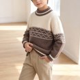 thumbnail image 5 of Atogsazn Kids Boys Knitted Sweater CHildren Casual Colorblock Long Sleeve Sweaters Crew Neck Fall Winter Tops Khaki 11-12 Years Fashion, 5 of 9