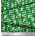 thumbnail image 3 of Soimoi Green Poly Georgette Fabric Stripe & Orange Fruits Print Fabric by Yard 42 Inch Wide, 3 of 3