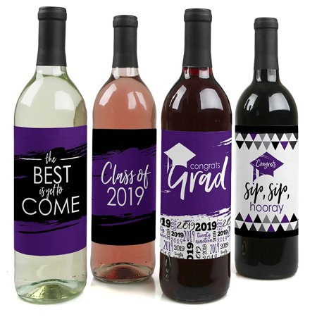 Purple Grad - Best is Yet to Come - 2019 Purple Graduation Party Decorations for Women and Men - Wine Bottle (Best Wwe Themes 2019)