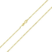 Thin Figaro Link Chain 40 Gauge for Women for Men Necklace 14K Gold Plated 925 Sterling Silver Made In Italy 18 Inch