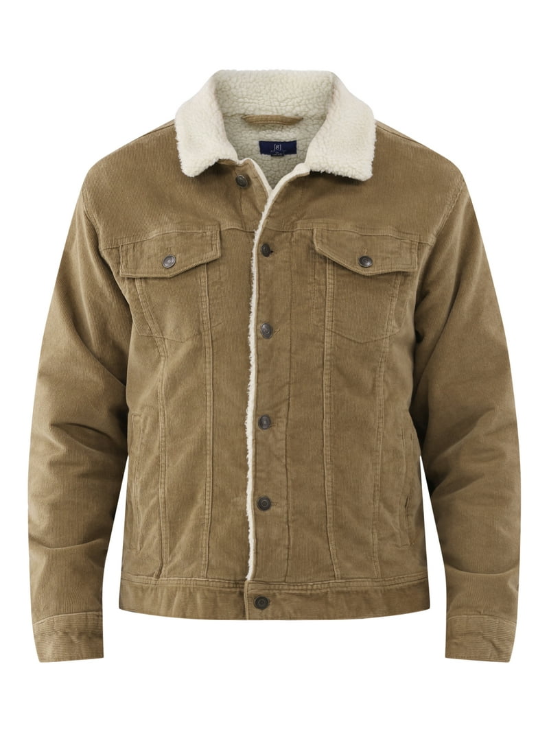 George Men's Fleece Lined Corduroy Trucker Jacket with Shearling