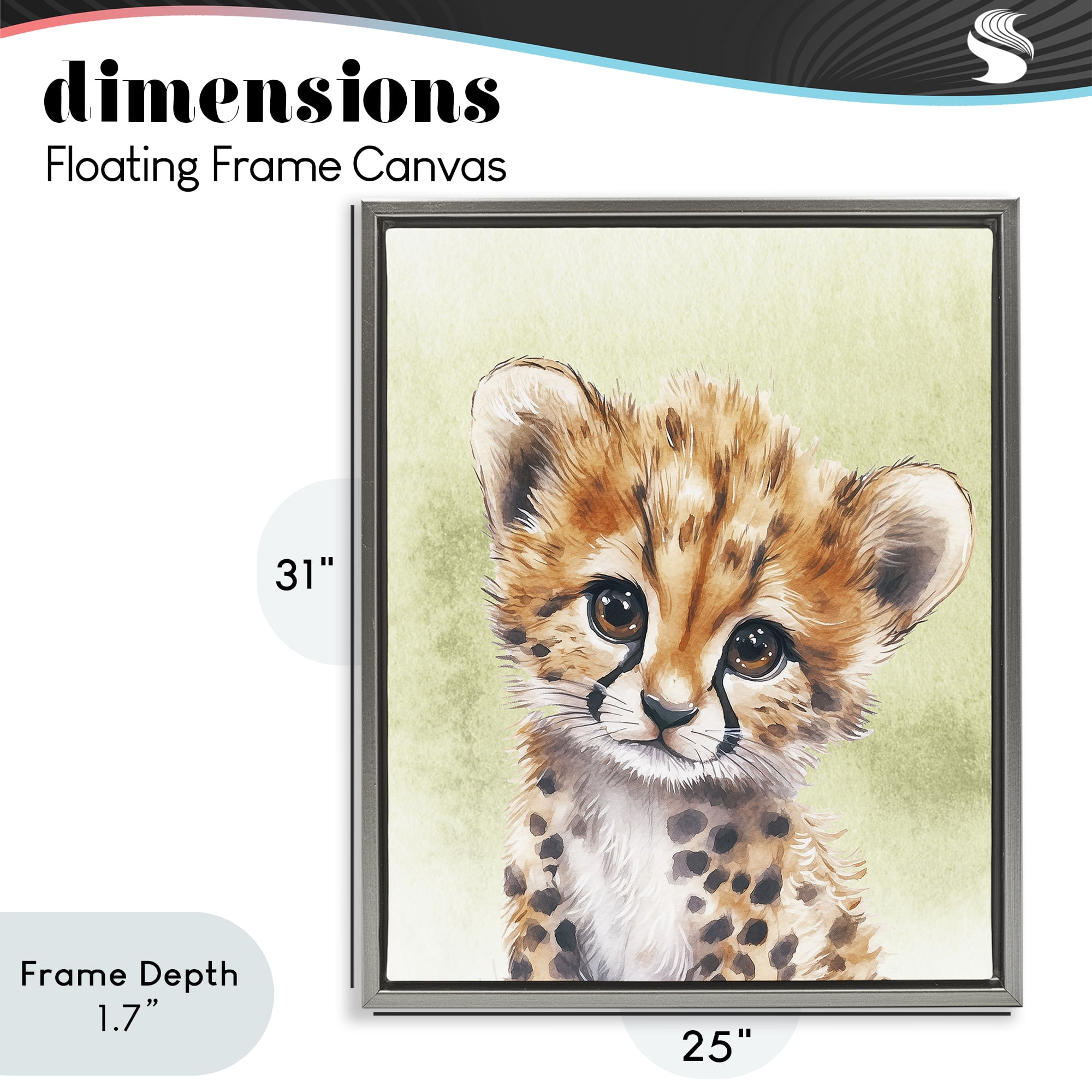 Stupell Industries Jungle Friends Baby Cheetah Gray Framed Floater Canvas Wall Art, design by Christine Simpson Art