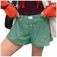 thumbnail image 2 of TrendOFT Front Button Shorts for Women Casual Plaid Print Shorts Fashion Green L, 2 of 6