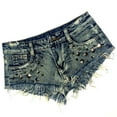 thumbnail image 4 of Womens Jean Shorts Low Rise Ultra Short Denim Shorts Ultra Low Waisted Hot Pants With Edges And Holes Washed With Water, 4 of 6