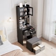 thumbnail image 2 of JustSmart 3-in-1 Vanity Desk with Sliding LED Mirror, Tall Makeup Dressing Table Set with 4 Drawers, Acrylic Doors, 2 AC Outlets & USB-C, Jewelry Box, Cushioned Chair, Black, 2 of 8