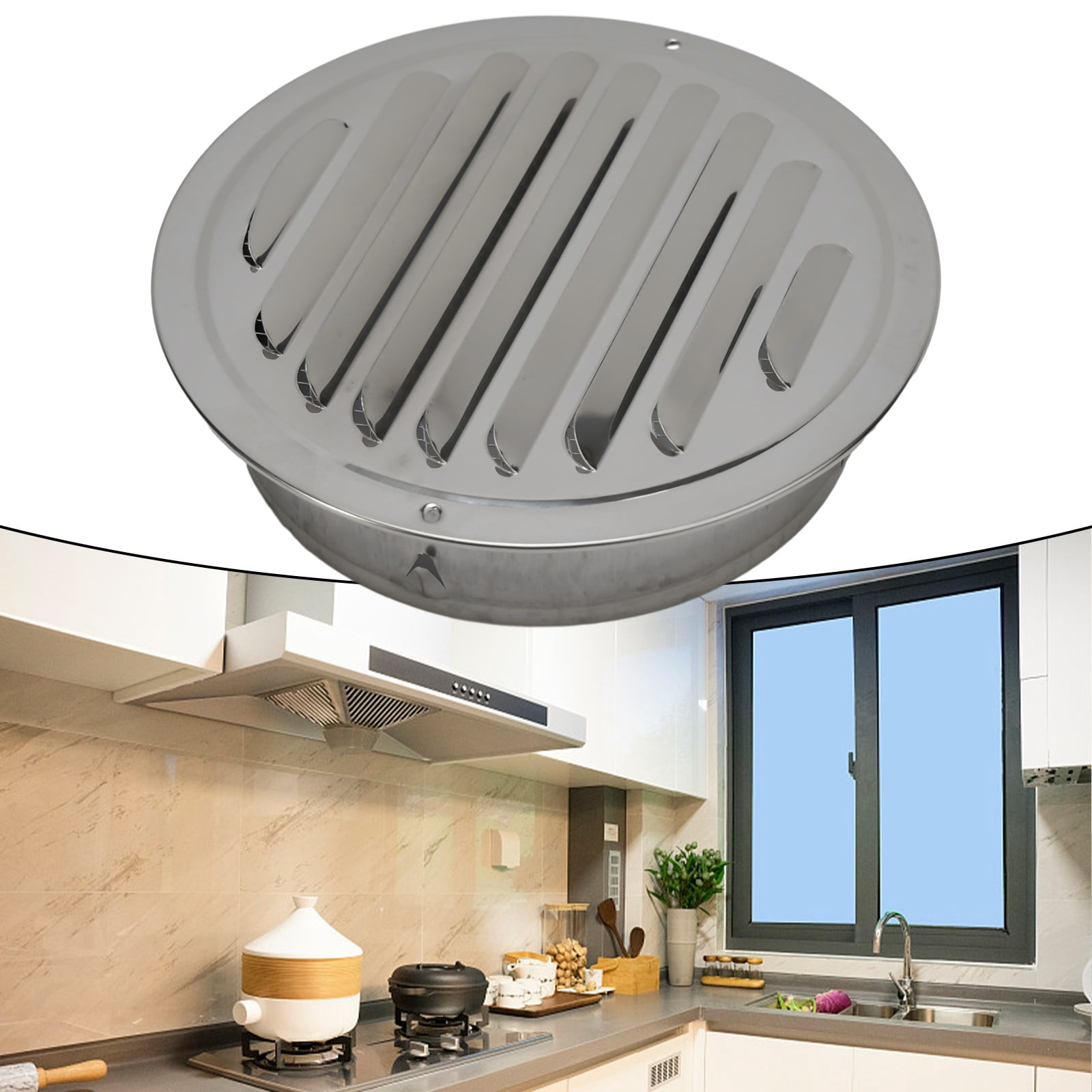 1Pc Round Stainless Steel Air Vent Grille Insect Protection Exterior Wall Ducting Ventilation Tools 70-300Mm Exhaust Hoods Vents