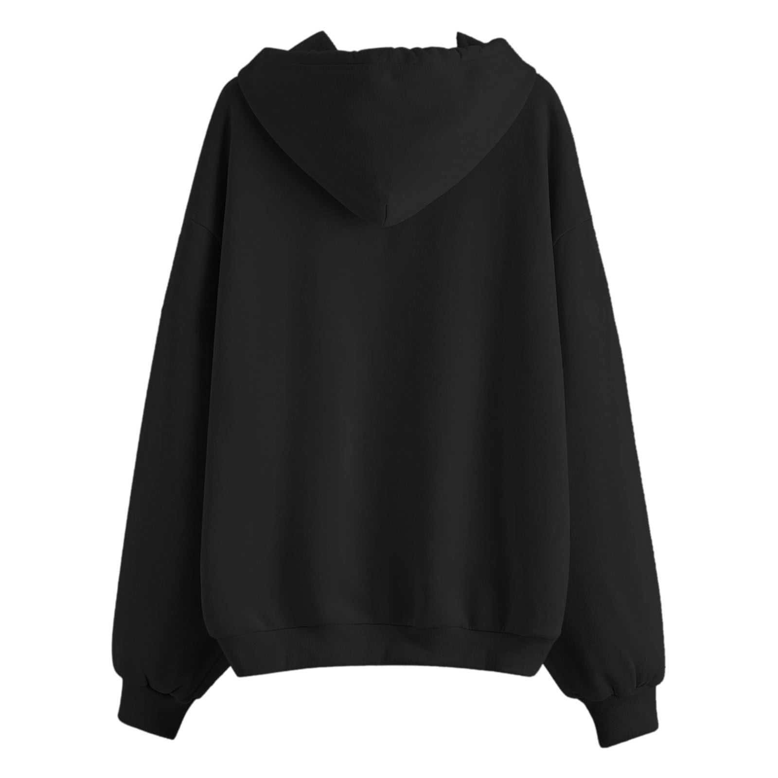 FASHOFT Oversized Hoodies For Women Casual Comfy Solid Loose Zipper Hooded Coat 2026 Full Zip Pullover Sweaters Spring Outfits Black L