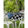 thumbnail image 3 of Outdoor Tablecloth with Umbrella Hole for Patio/Picnic/Party/Camping, Black White Plaid Footballs Waterproof Table Cloth Round Cover Washable, Modern Abstract Art Balls Sport (Dia 60"), 3 of 9