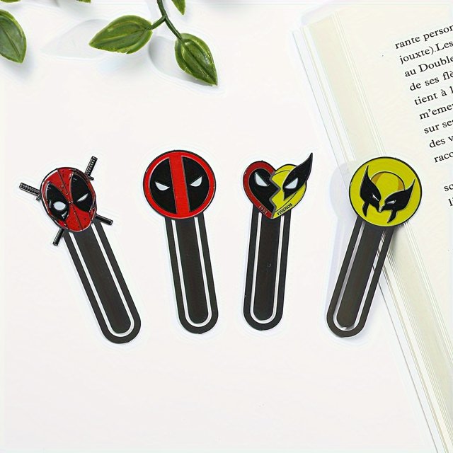 Deadpool And Wolverine Bookmark Set: Marvel Movie Periphery Creative Bookmarks - Hero Page Mark Stationery Supplies - Copper Metal Material - UME Brand
