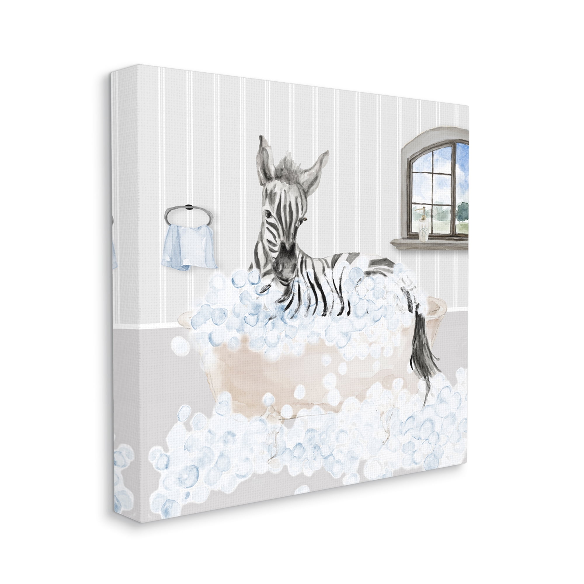 Stupell Zebra Splash Bubble Bath Animals & Insects Painting Gallery Wrapped Canvas Print Wall Art