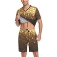 thumbnail image 3 of joogoo Men's Pajama Set Golden Fireworks V-Neck Pj Shorts Set 2 Piece Loungewear Sleepwear L, 3 of 7