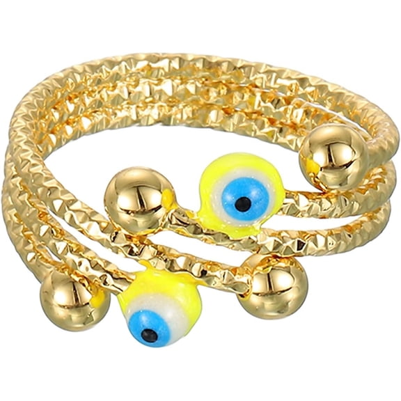 Zephyriana Evil Eye Ring, 2 Eyes Evil Eye Rings for Women with Decorative Box for Turkish Faith Protection, Gifts