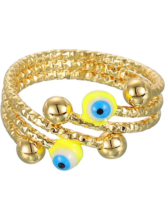 Evil Eye Ring, 2 Eyes Evil Eye Rings for Women with Decorative Box for Turkish Faith Protection, Gifts