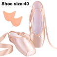 thumbnail image 1 of Zapatos de punta de ballet para niñas y mujeres, zapatos de bailarina con cinta y almohadillas para los dedos, 1 of 8