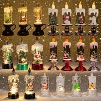 Christmas Exquisite Flameless Candles Liquid-Filled with Christmas Theme Figurine Inside Transparent LED Electric Candles Warm Glow Handheld & Portable Battery Operated Winter Home Decor for Holidays
