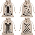 thumbnail image 2 of HaCpiu Easter Bunny Burlap Bags, Reusable Easter Rabbit Drawstring Pouch, Ideal for Easter Egg Hunt, Candy Storage, Spring Party Supplies & Festive Decor, 2 of 13