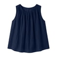 thumbnail image 4 of Women's Plain Sleeveless Tank Top Summer Oversized Crew Neck Basic Tee Tank Flowy Casual Boho Beach Vacation Tops Navy, 4 of 7