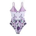 thumbnail image 6 of Women's One Piece Swimsuit Floral Print with Removable Bra Pads No Underwire Bikini Style for Beach Vacation,Purple,S, 6 of 7