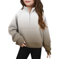 thumbnail image 2 of YUNAFFT Girls Crewneck Sweatshirt Oversized Half-Zip Ombre Stand Collar Thumbhole Cuffs Long Sleeve Sporty Casual Urban, 2 of 5