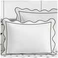 thumbnail image 3 of Eiderdown Decor400TC Cotton Scallop Embroidery & Border Sateen Solid Duvet Cover set Full/Queen 88"x88" 1 Duvet cover and 20"×30" 2 Pillow sham, Black Scallop and Border, 3 of 5