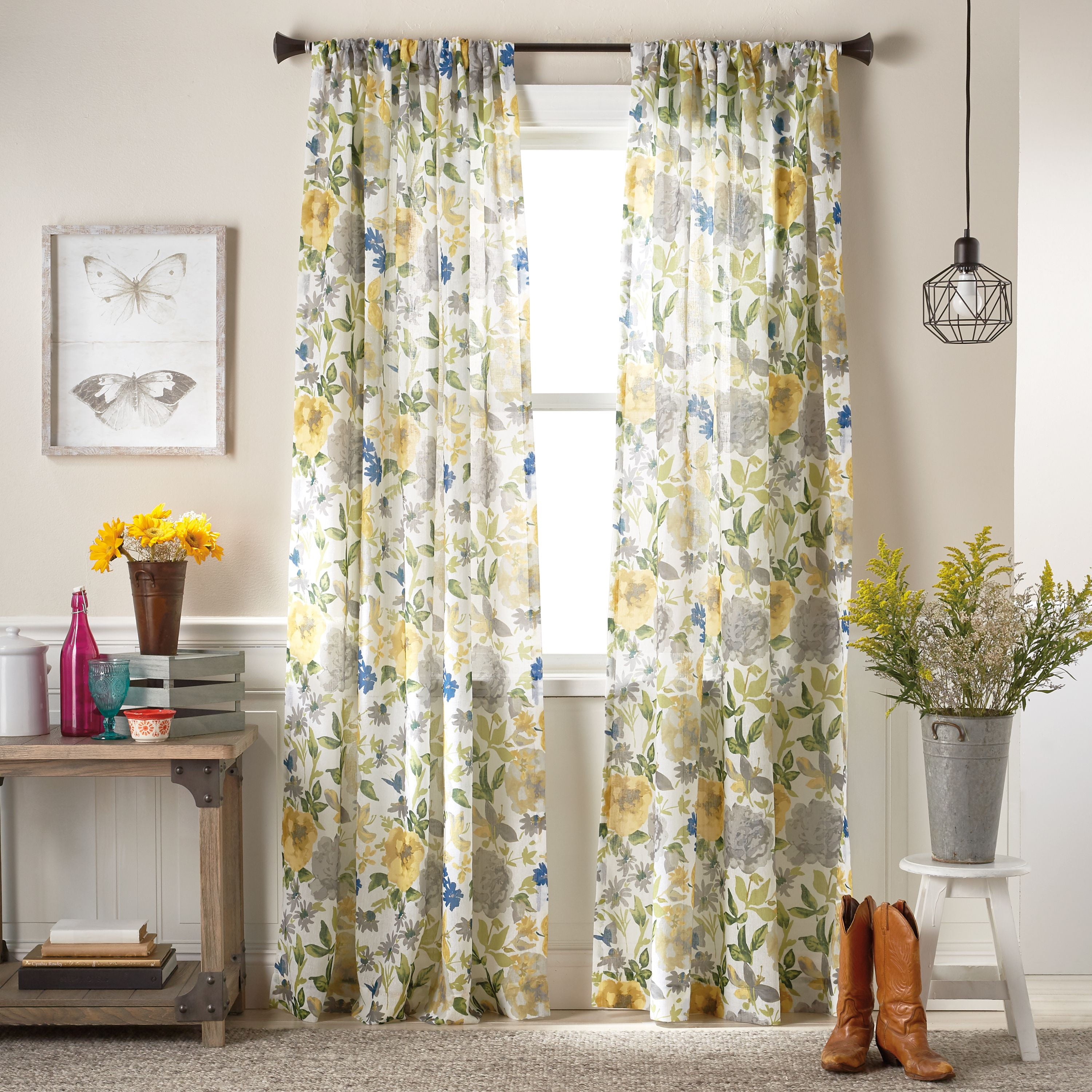 The Pioneer Woman Fiona Floral Pole Top Curtain Panel
