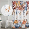 thumbnail image 5 of Fall Eucalyptus Pumpkins Shower Curtain, Waterproof Shower Curtains for Bathroom, Thanksgiving Blue Autumn Leaves Washable Fabric Bathtub Curtain Set Bath Decor with 12 Hooks 48"x72", 5 of 8