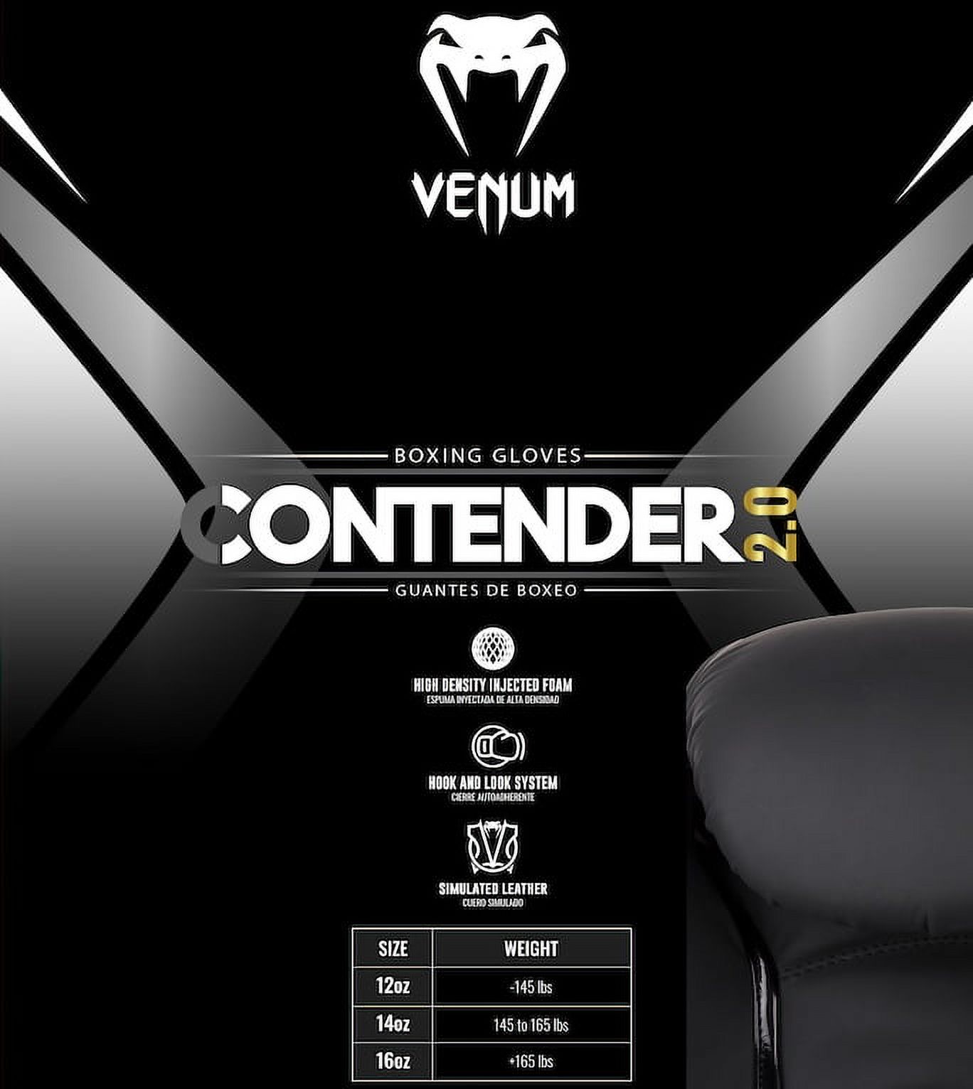 Venum Contender 2.0 Boxing Gloves - Black - 16 oz - Adult - image 2 of 7