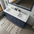 thumbnail image 2 of Dukes 60 in W Navy Blue Double Vanity, Cultured Marble Top, Faucet Set, and 58 in Mirror, 2 of 10