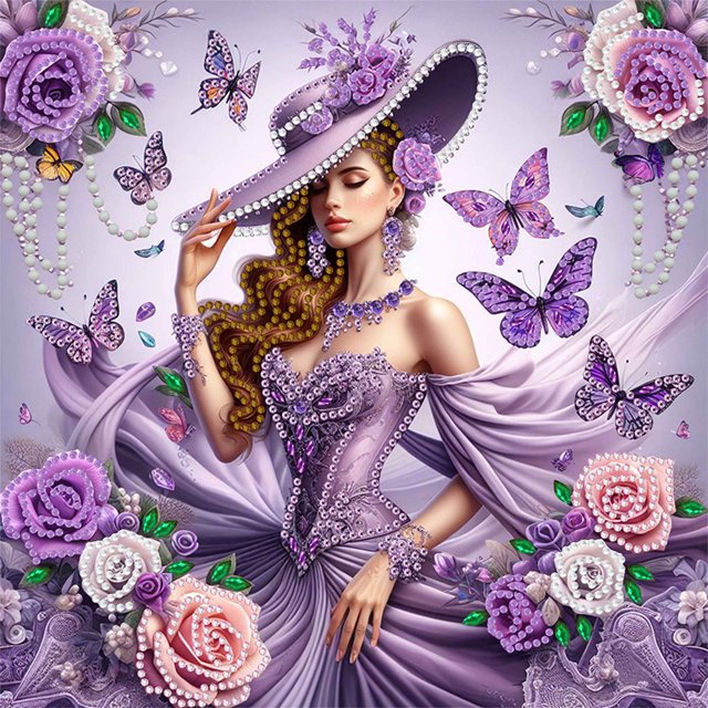 (GSYX391) Sombrero Copa Diamante Parcial Serie Personajes Dama Resina Forma Especial 30 * 30 Cm
