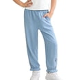 thumbnail image 6 of Crunowin Girls Denim Jeans Tencel Material Summer Lightweight Bunny Embroidery Wide Leg Flared Denim Light Blue Size 15-16 Years, 6 of 8