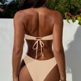 thumbnail image 6 of Minjewel Women's Two-Piece Sequin Bikini Set, O-Ring Detail & Strapless Top with High Waist Bottom, Sexy Swimsuits for Women for Party Vacation,Champagne S, 6 of 7