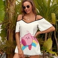 thumbnail image 5 of Rainbow Kirby Women's T Shirt Short Sleeve Off Shoulder Camisole Tee Shirt Top Summer Breathable Adjustable Cold Shoulder T-Shirt, 5 of 6