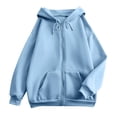 thumbnail image 7 of Mittory Women Zip Up Hoodie Jacket, Drawstring Hood Side Pockets Long Sleeve Loose Fit Solid Casual Sweatshirt Coat, 7 of 7