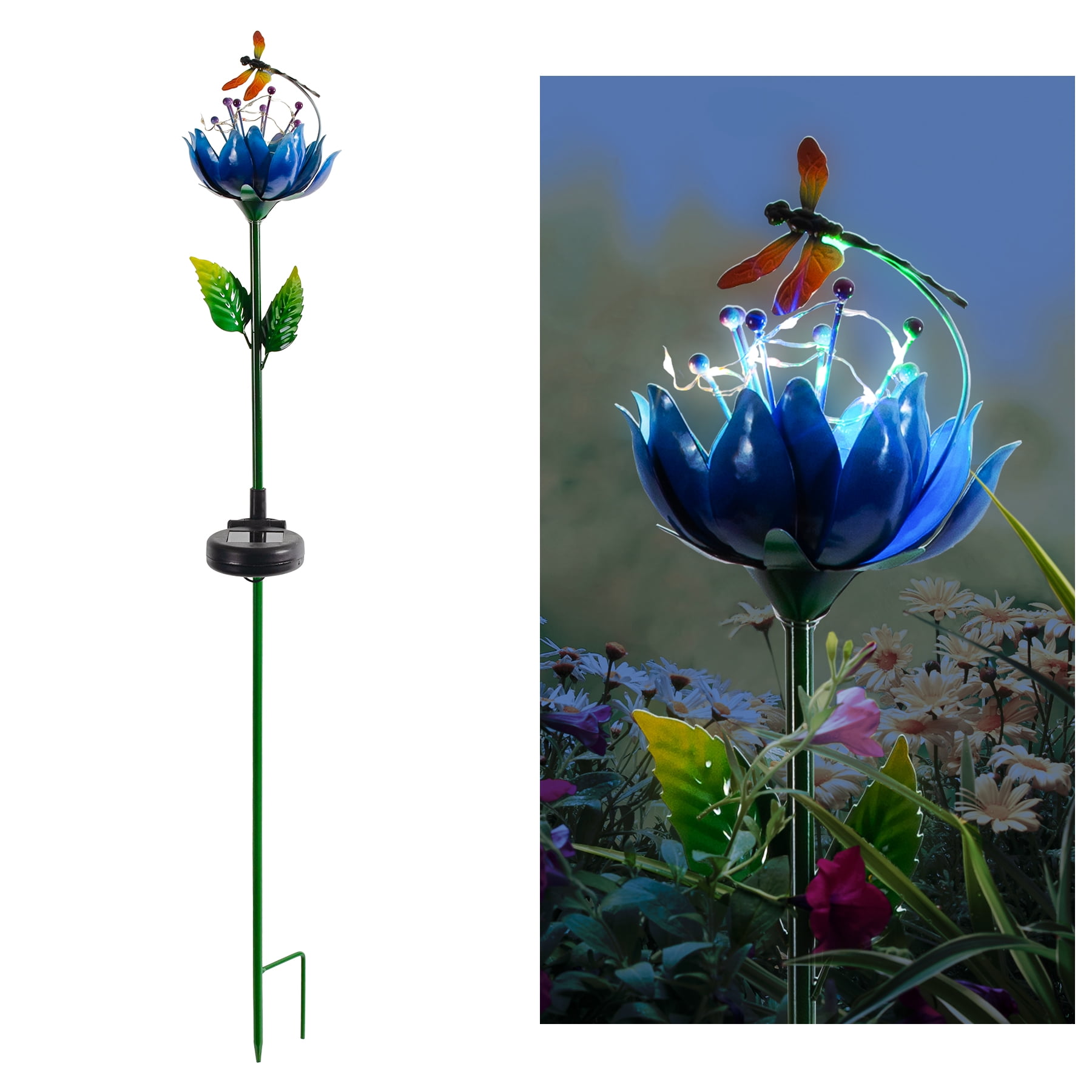 Flower & Dragonfly Solar Stake Light - Walmart.com