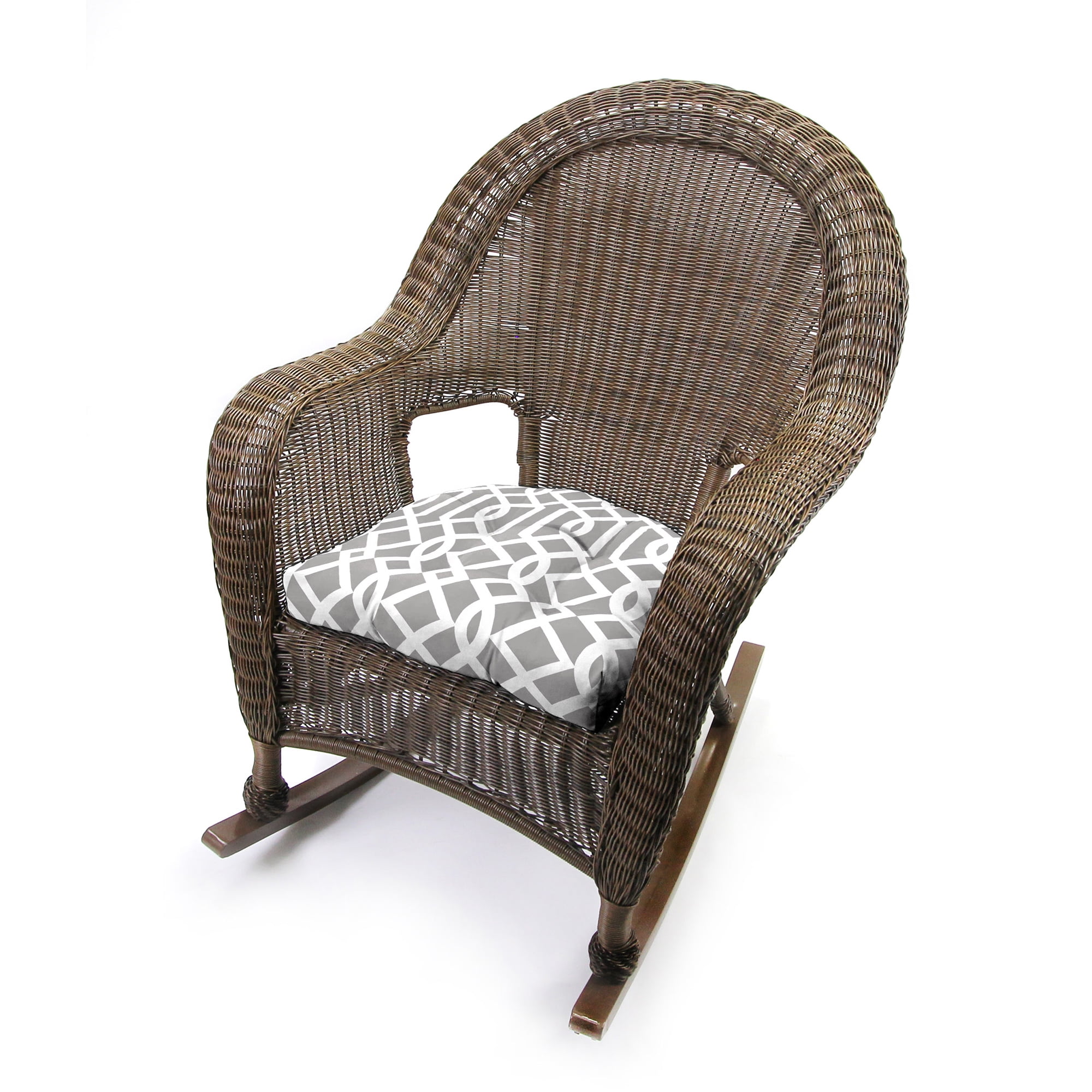 Jordan Manufacturing 18" x 18" Chauncey Pumice Gray Geometric Square Tufted Contoured Outdoor Wicker Seat Cushion (2 Pack)