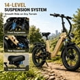 thumbnail image 5 of Folding Fat Tire Electric Bike for Adults, 1500W Peak 28MPH, 48V 20Ah LG Battery 63‑Mile Range, 20" x 4.0" All‑Terrain Ebike, Shimano 7‑Speed, UL 2849 Certified, Khaki, 5 of 10