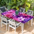 thumbnail image 2 of Watercolor Flowers Table Cloths for 4 Foot Rectangle Tables, Spring Floral Country Pink Purple Patio Waterproof Elastic Fitted Tablecloths, Washable Rectangular Table Cover for Camping, 2 of 8