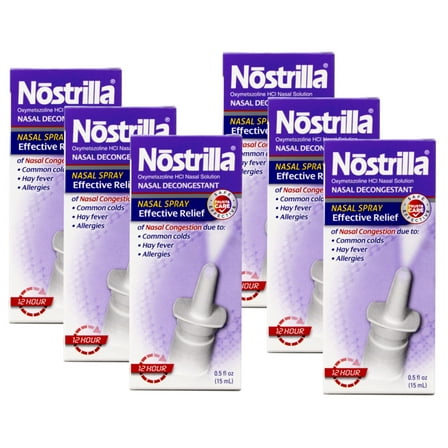 Nostrilla 12 Hour Nasal Decongestant Spray - 0.5 Oz, 6 Pack