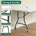thumbnail image 3 of HOUSNIFLEX 5FT Folding Table, Heavy Duty Portable Table, Waterproof HDPE, Foldable for Picnic, Party, Camping, Dining, BBQ, Indoor & Outdoor, White, 3 of 9